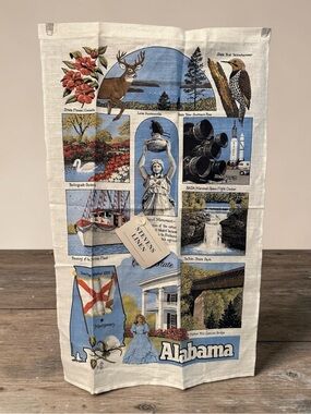 Alabama Souvenir Linen Tea Towel - Scenic State Collage